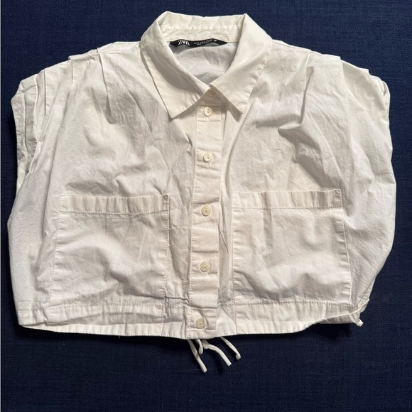 Zara Crisp White Short Sleeve Blouse - Picture 3 of 5